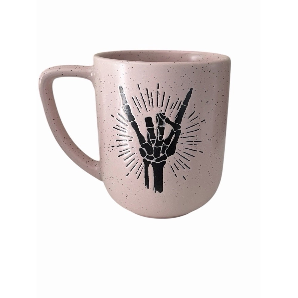 Large Halloween Coffee Mug Bad Witch Skeleton Hand. Pink Market Finds New - Picture 3 of 4